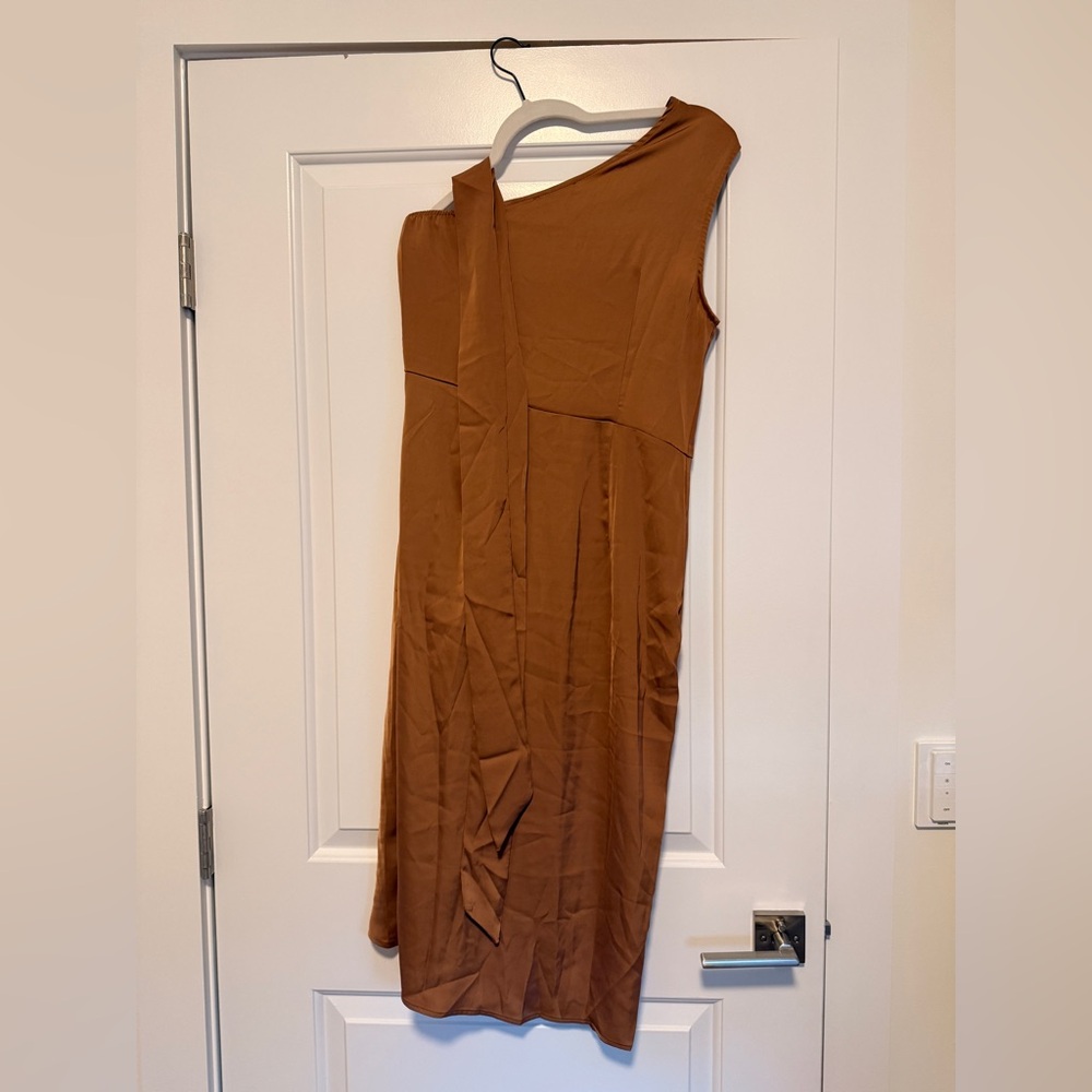 Chic Tan One-Shoulder Dress